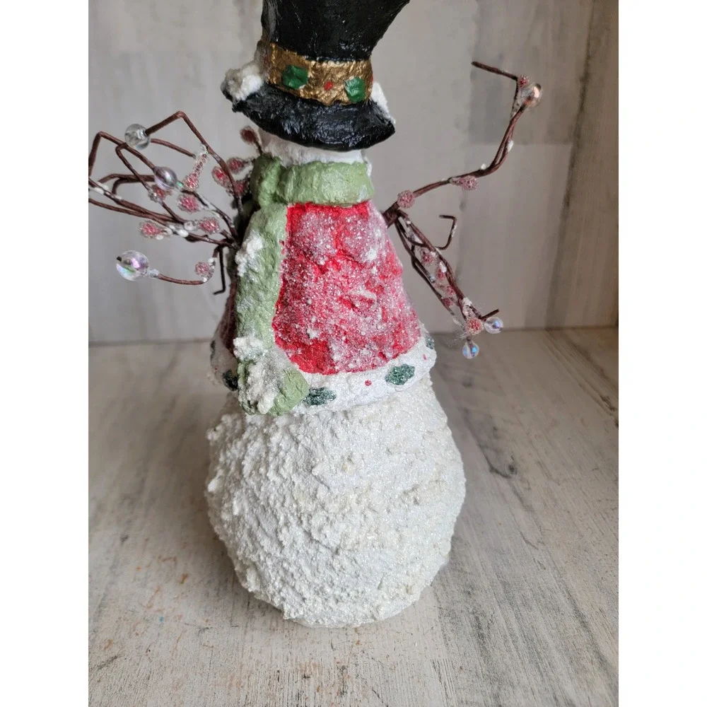 Vintage glitter snowman plaster Xmas mistletoe unique pinecone home decor